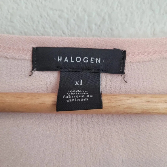 NWT Halogen Women's Wrap Dress Size XL Pink Polyester Solid Long Sleeves V-Neck - Picture 3 of 13